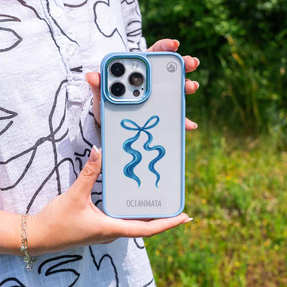 iPhone 14 Hülle - Schleife blau - "tideknot" - nachhaltig