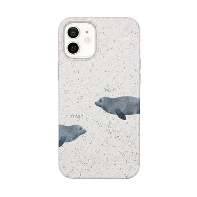 iPhone 12 mini Hülle - Robbe weiß - "mooornin" - nachhaltig