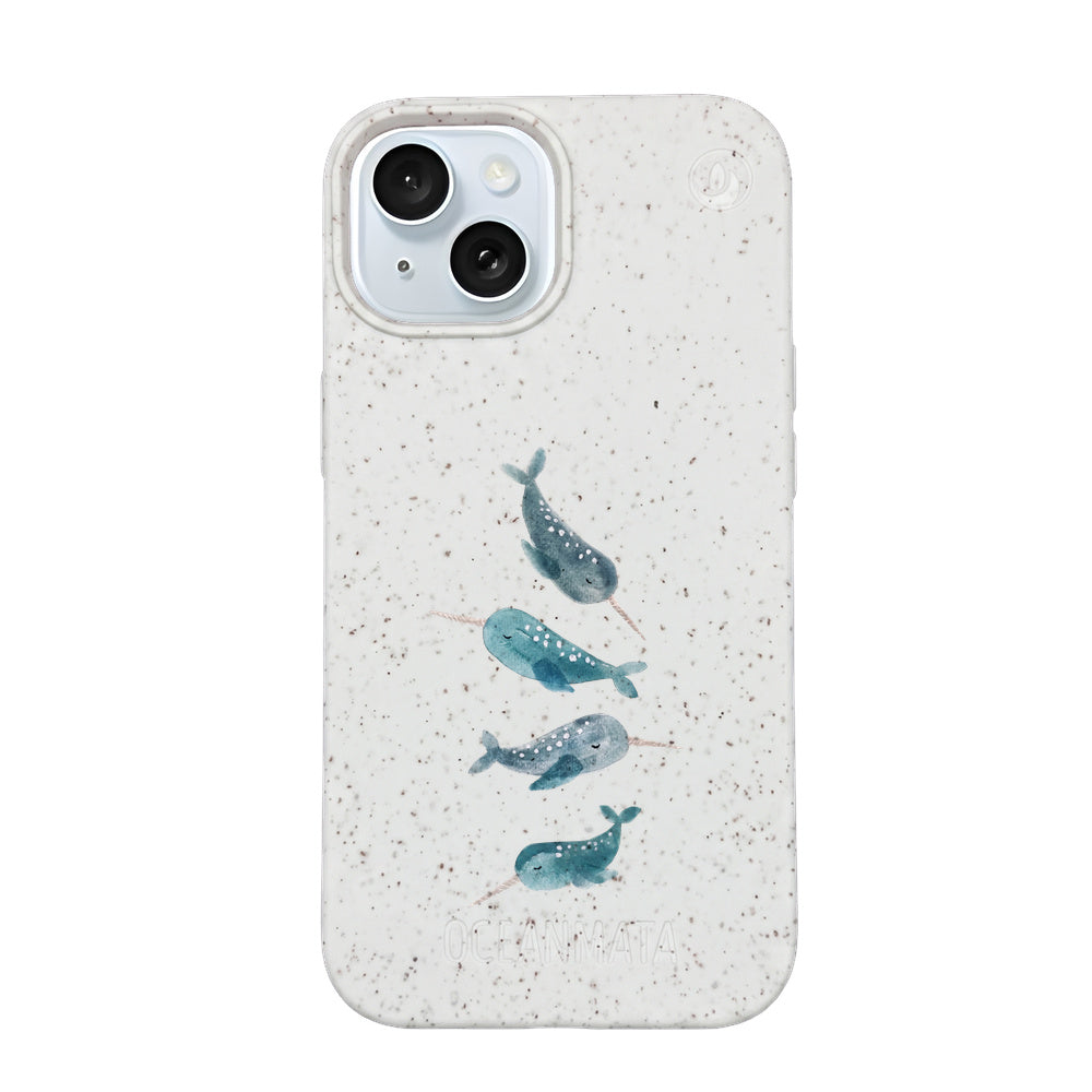 iPhone 15 Hülle - Narwal weiß - "Narwhale" - nachhaltig