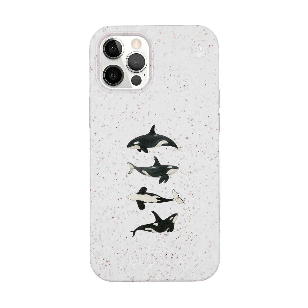 iPhone 12 pro / iPhone 12 Hülle - Orca weiß - "OrcaFamily" - nachhaltig