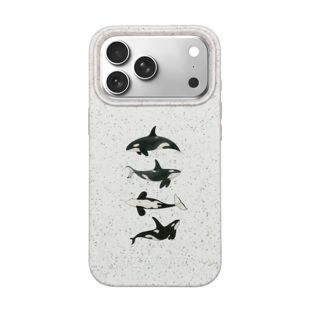 iPhone 18 Pro / 17 Pro Hülle - Orca weiß - "OrcaFamily" - nachhaltig