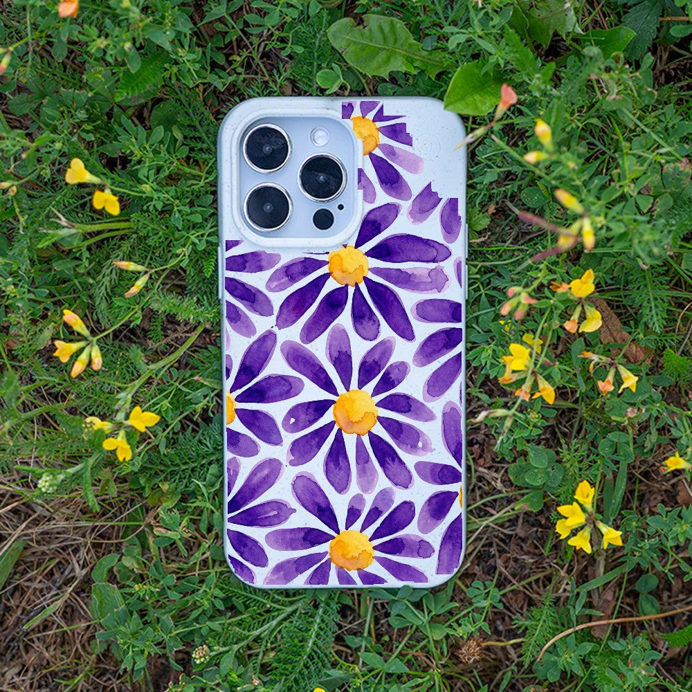 Biologisch abbaubare Handyhülle iPhone 16e Purplebloom — kompostierbar — Bonus