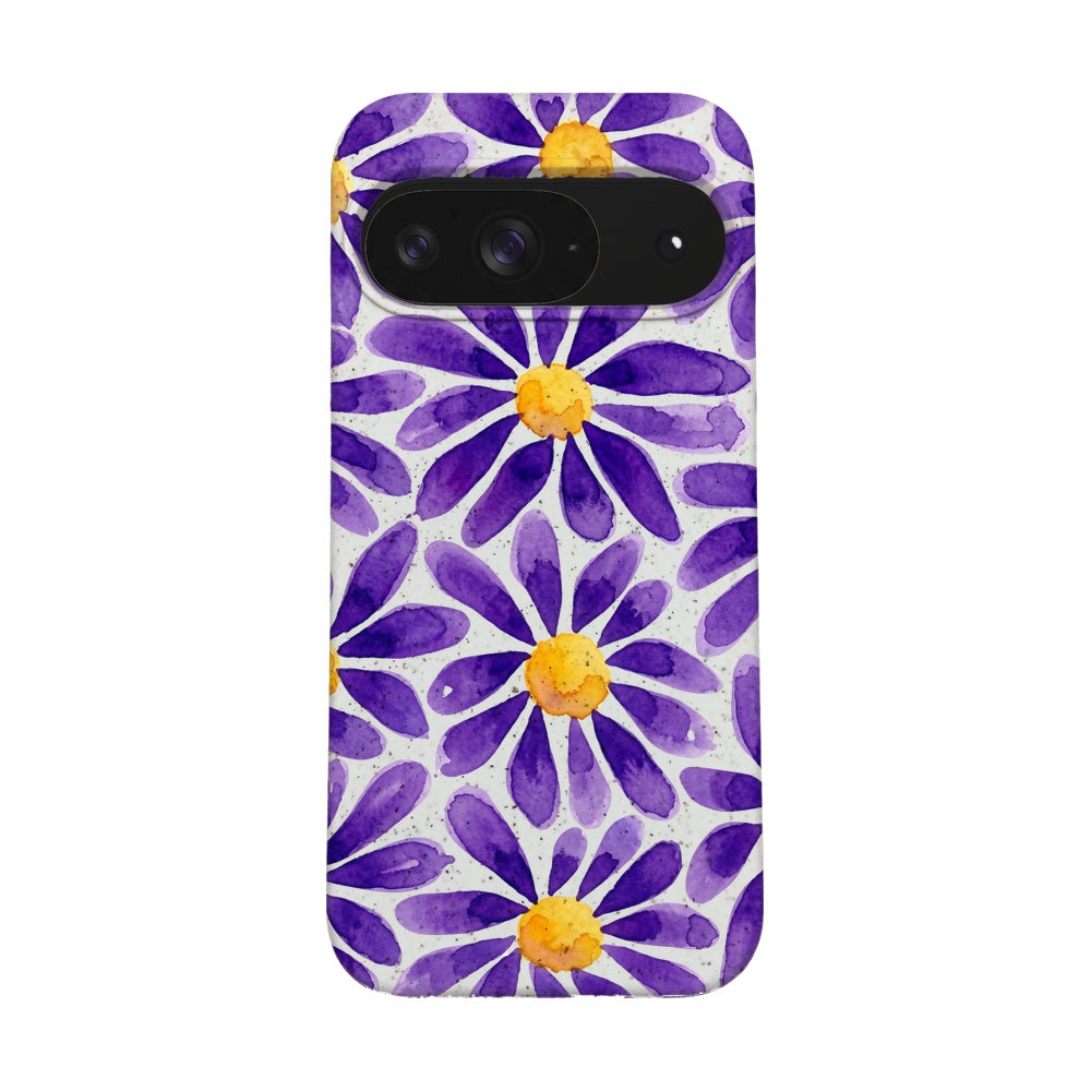 Biologisch abbaubare Handyhülle Google Pixel 9 / 9 Pro Purplebloom — kompostierbar — Vorderseite