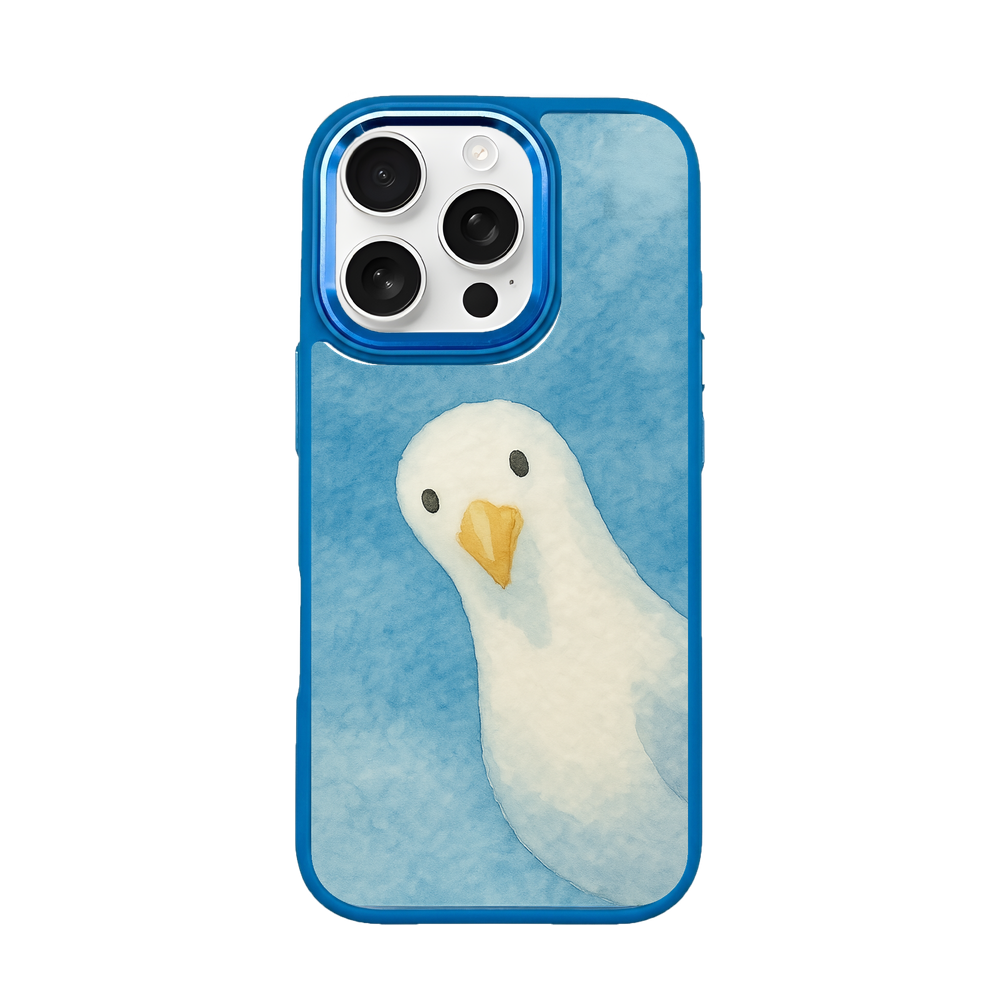 iPhone 16 pro Hülle - Möwe blau - "Seagull" - nachhaltig