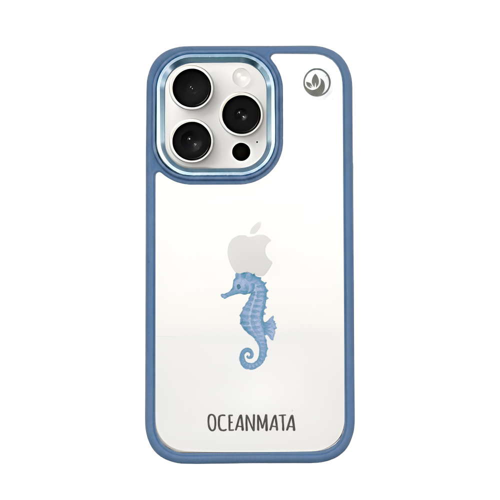 iPhone 15 pro max Hülle - Seepferdchen weiß - "SeahorseTale" - nachhaltig