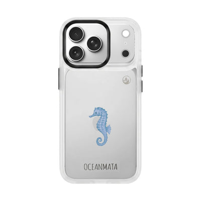 iPhone 18 Pro / 17 Pro Hülle - Seepferdchen weiß - "SeahorseTale" - nachhaltig