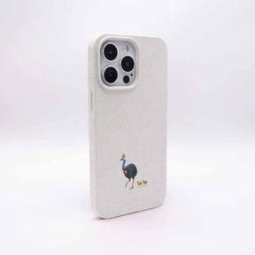 iPhone 13 pro Hülle - Cassowary weiß - "CassowaryStroll" - nachhaltig