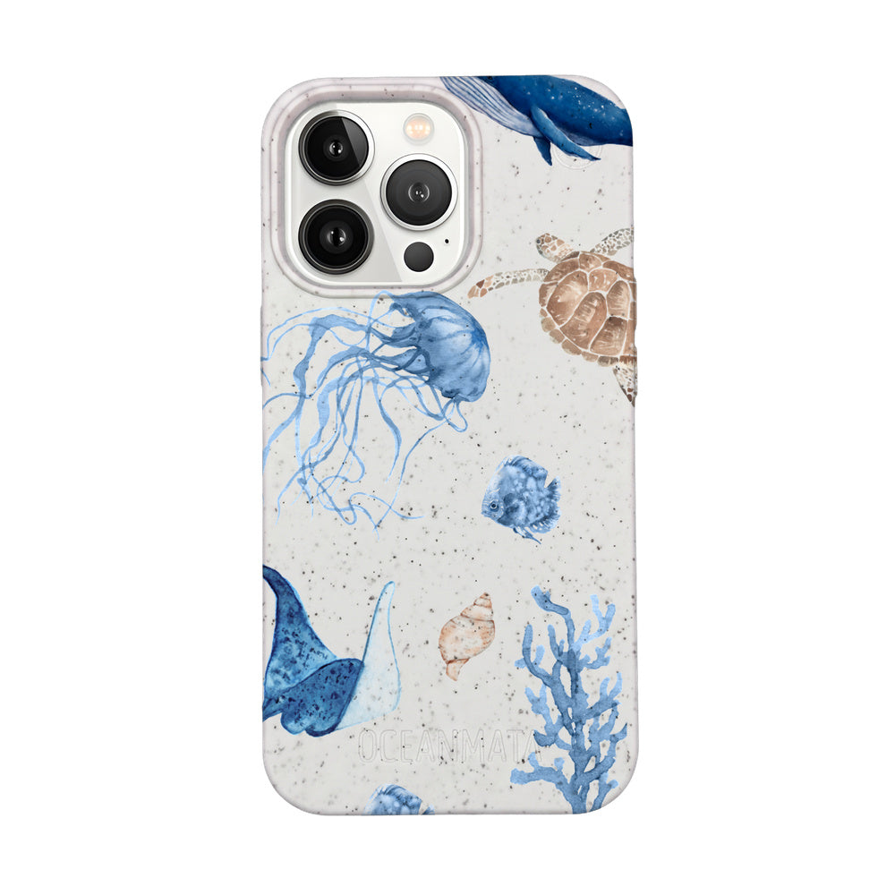 iPhone 13 Pro Max Case - White Turtle - "Sea Turtle & Friends" - sustainable