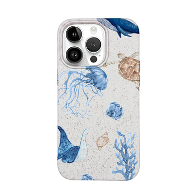 iPhone 14 pro Hülle - weiß Schildkröte - "Sea Turtle & Friends" - nachhaltig