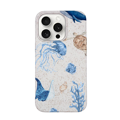 iPhone 15 pro Hülle - weiß Schildkröte - "Sea Turtle & Friends" - nachhaltig