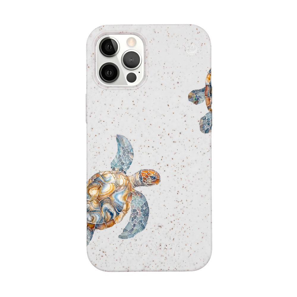 iPhone 12 pro / iPhone 12 Hülle - Schildkröte weiß - "TurtleGaze" - nachhaltig