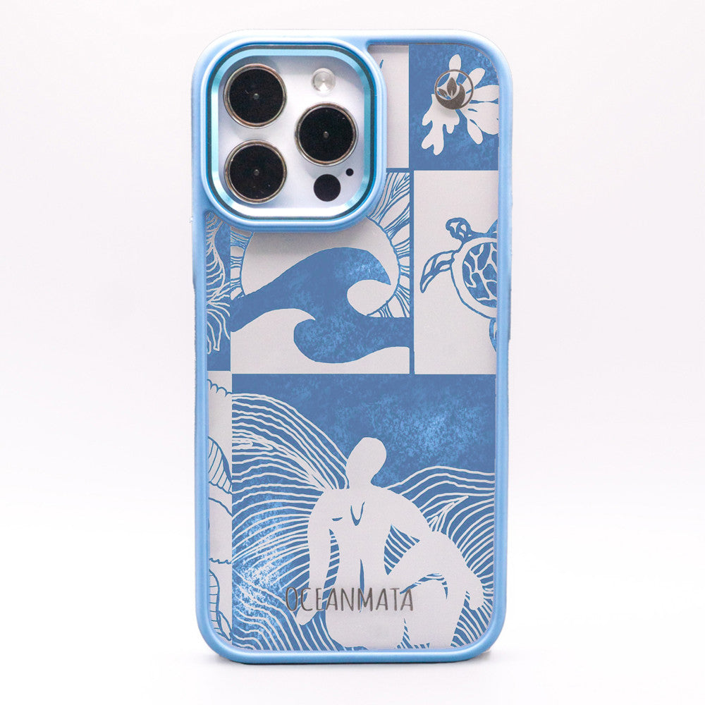 iPhone 14 Hülle - Line Art Ocean - "Waves of Balance" - nachhaltig