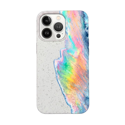iPhone 13 pro Hülle - Regenbogen Welle weiß - "WaveOfPride" - nachhaltig