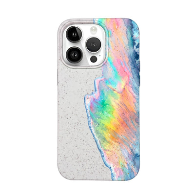 iPhone 14 pro max Hülle - Regenbogen Welle weiß - "WaveOfPride" - nachhaltig