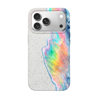 iPhone 18 Pro / 17 Pro Hülle - Regenbogen Welle weiß - "WaveOfPride" - nachhaltig