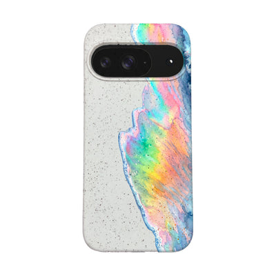 Google Pixel 9 / 9 Pro Case - Rainbow Wave White - "WaveOfPride" - sustainable