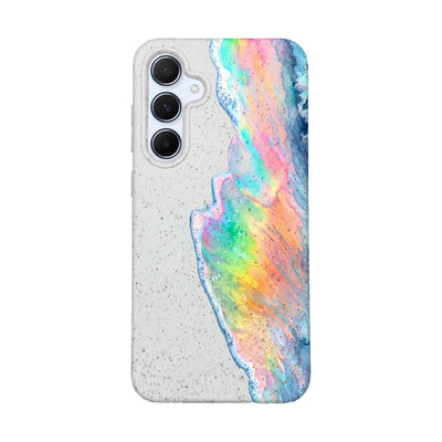Samsung A55 Hülle - Regenbogen Welle weiß - "WaveOfPride" - nachhaltig