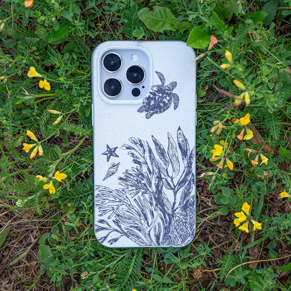 Biologisch abbaubare Handyhülle iPhone 14 pro Whitesilentwaves — kompostierbar — Bonus