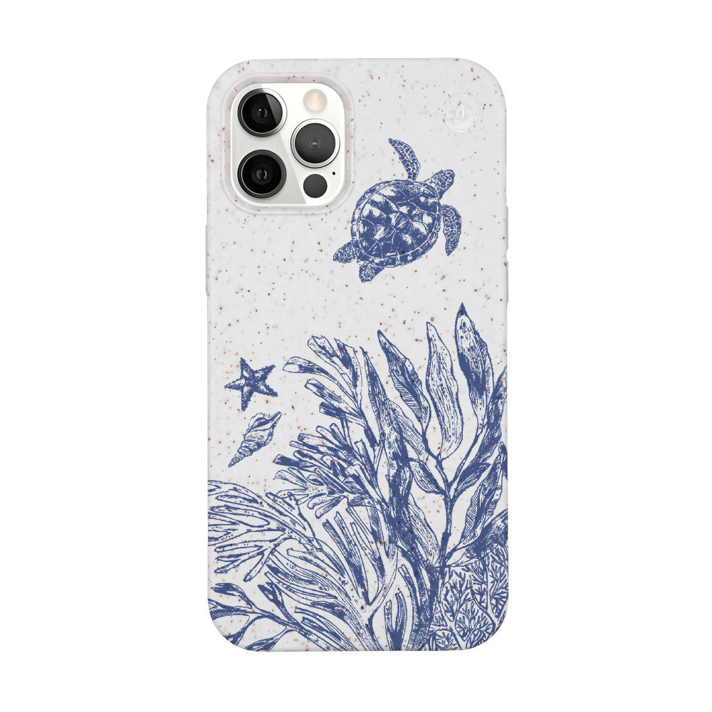 iPhone 12 Pro / iPhone 12 Case - Turtles White - "White Silent Waves" - sustainable