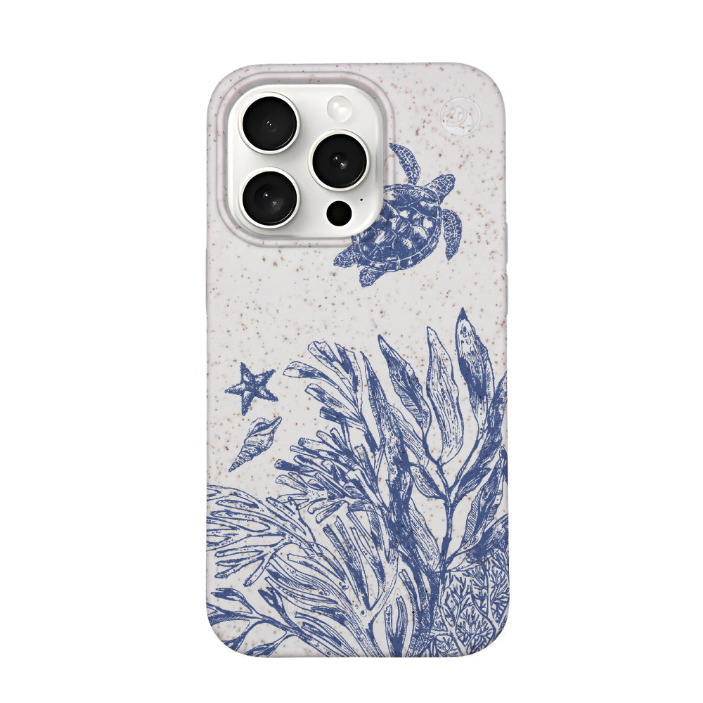 Biologisch abbaubare Handyhülle iPhone 15 pro Whitesilentwaves — kompostierbar — Vorderseite