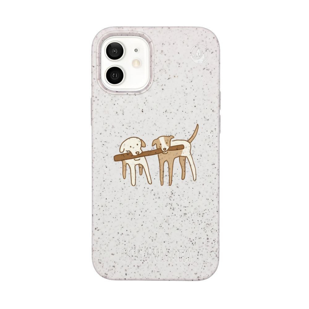 iPhone 12 mini Case - Dogs white - "Woof" - sustainable