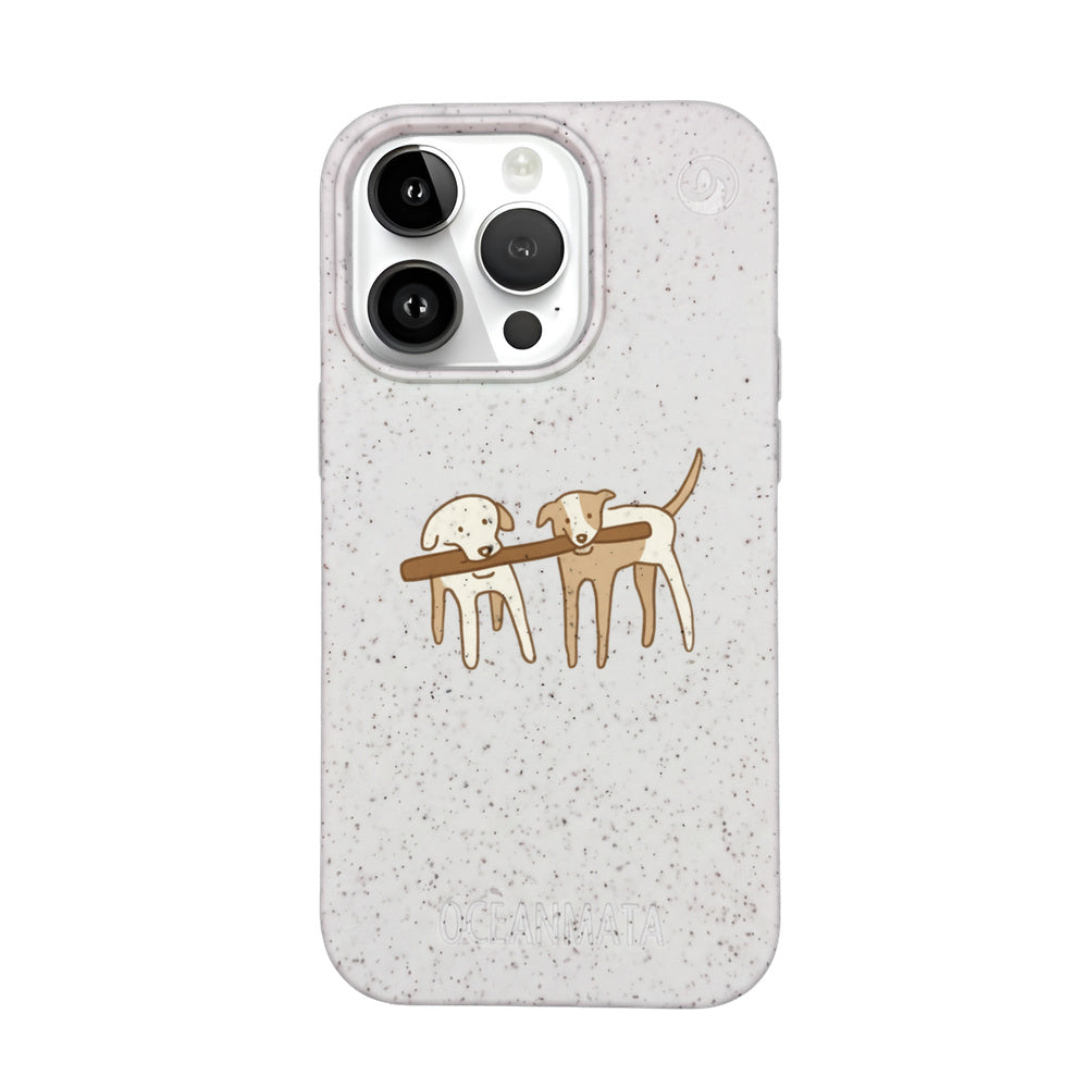 iPhone 14 Pro Case - Dogs White - "Woof" - Sustainable