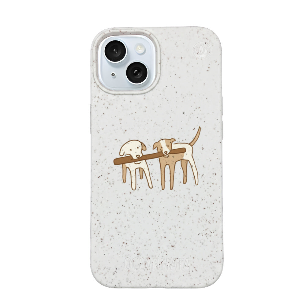 iPhone 15 Case - Dogs white - "Woof" - sustainable